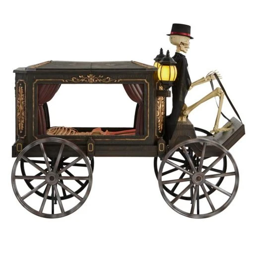 Halloween Yard Decor Home Accents Holiday 5 Ft. Animated LED Haunted Hearse With Skeleton 1 Halloween Yard Decor Home Accents Holiday 5 Ft. Animated LED Haunted Hearse With Skeleton
