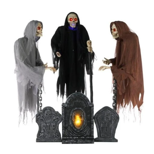 Home Accents Holiday 6 Ft. Set Of 3 Animated LED Floating Reapers Halloween Yard Decor 4 Home Accents Holiday 6 Ft. Set Of 3 Animated LED Floating Reapers Halloween Yard Decor