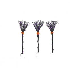 Halloween Lights Home Accents Holiday 36-Light Black Grapevine Broom Path Lights (Set Of 3)